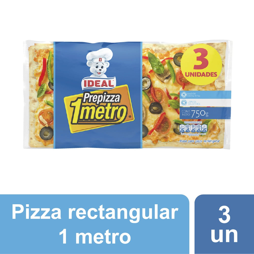 Pre pizza rectangular 1 metro 3 un bolsa | Alvi